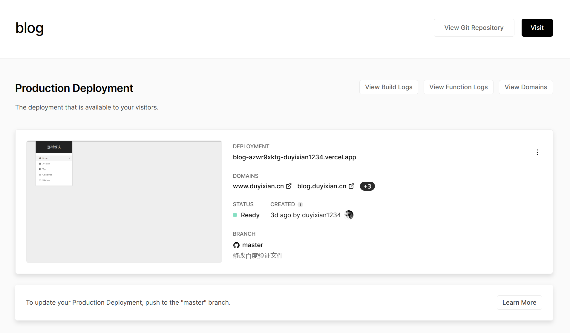 blog on vercel