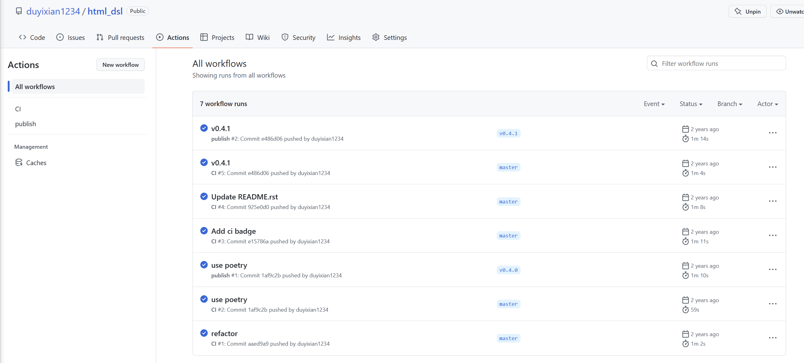 github actions